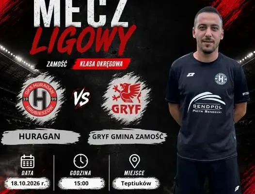 Huragan Hrubieszów zagra z Gryfem Gmina Zamość w 11. kolejce klasy okręgowej