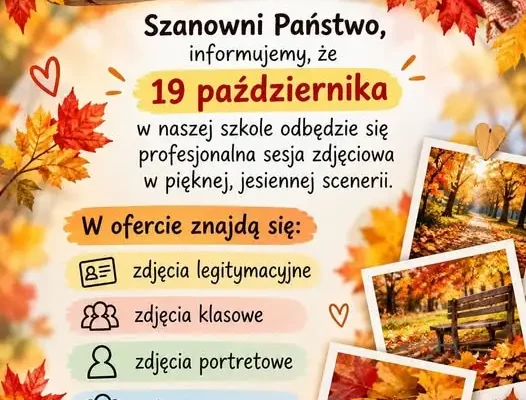 Jesienna sesja zdjęciowa w Szkole Podstawowej w Trzeszczanach
