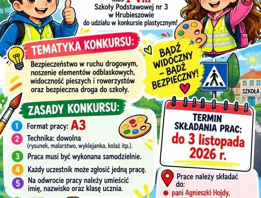 Konkurs plastyczny „Odblaskowa Szkoła 2026” w hrubieszowskiej Trójce