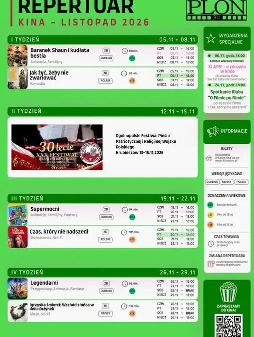 Listopad w Kinie Plon – familijne hity, polska komedia i Kobiece wieczory filmowe