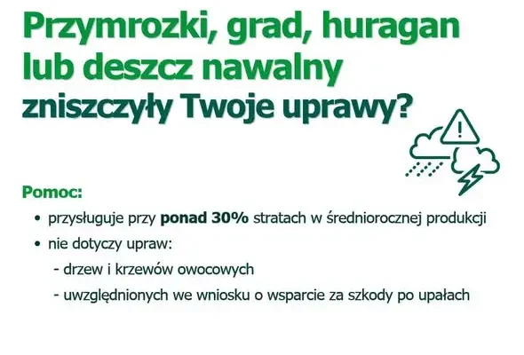 Rolnicy mogą składać wnioski o pomoc po klęskach żywiołowych i upałach