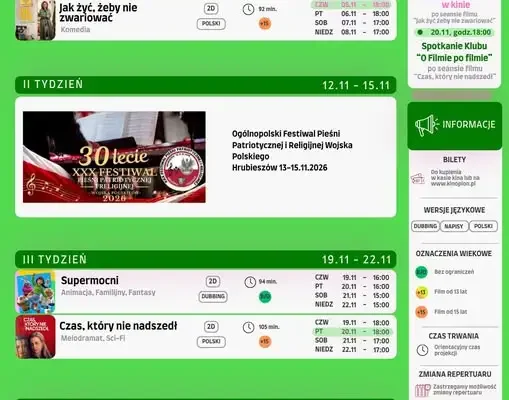 Listopadowe seanse w Kinie Plon – repertuar i wyjątkowe wydarzenia